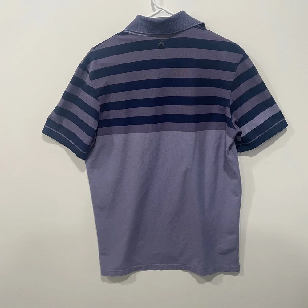 GREYSON Men's Striped Polo Shirt Lavender Navy Blue Size M Golf Casual - Picture 4 of 6